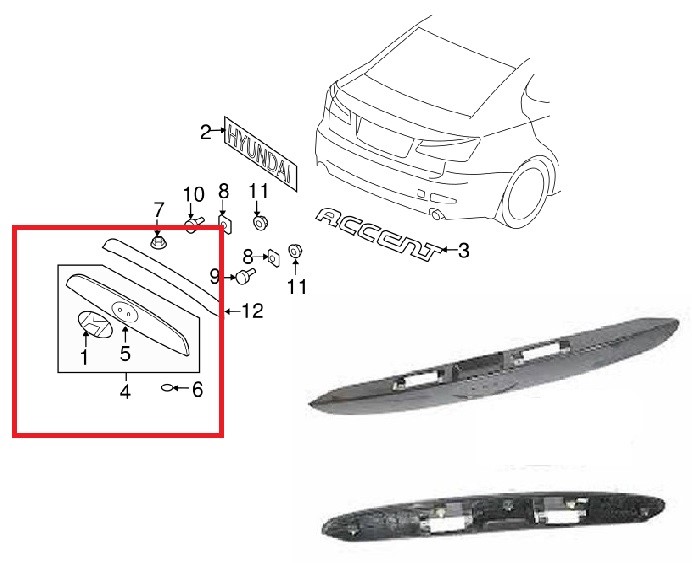 HYUNDAİ ARKA BAGAJ PLAKA ÜST BAKALİT ACCENT ERA 2006- HYUNDAİ ARKA BAGAJ PLAKA ÜST BAKALİT ACCENT ERA 2006-