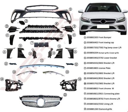 MERCEDES ÖN TAMPON AMG SET (DIAMOND PANJURLU) W205 2019-