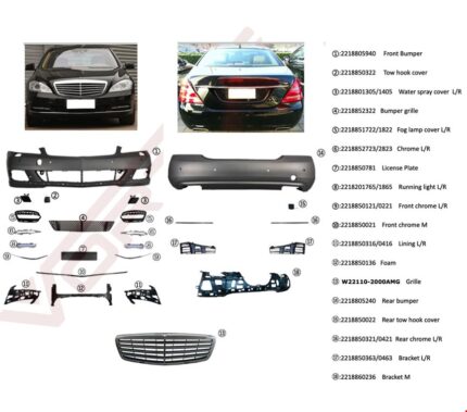 MERCEDES ÖN ARKA TAMPON SETİ (LEDLİ TİP EGZOZLU) W221 2010-