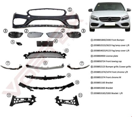MERCEDES ÖN TAMPON SET AMG (ALT KROMLU) W205 2014-